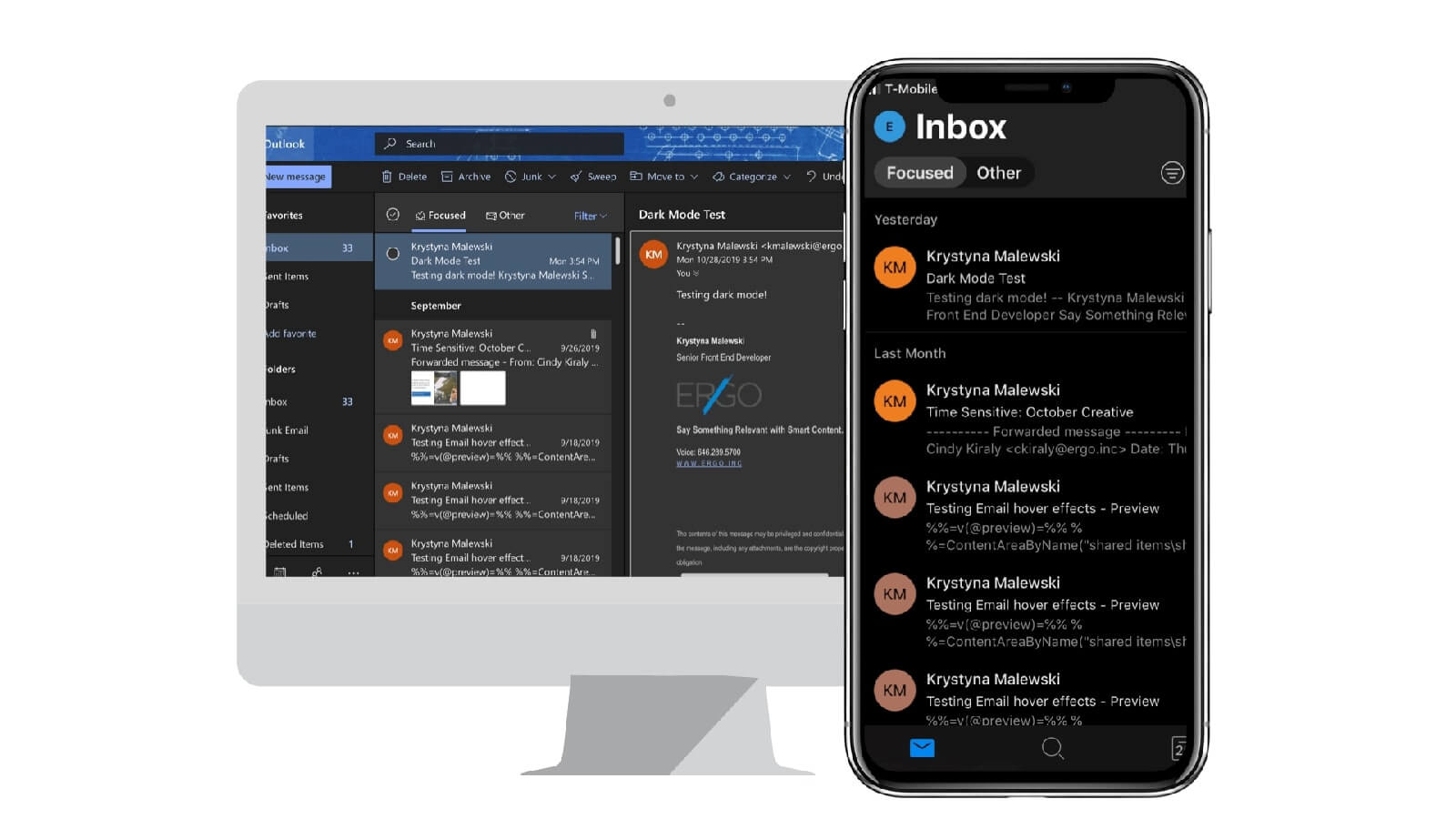 Dark mode inboxes