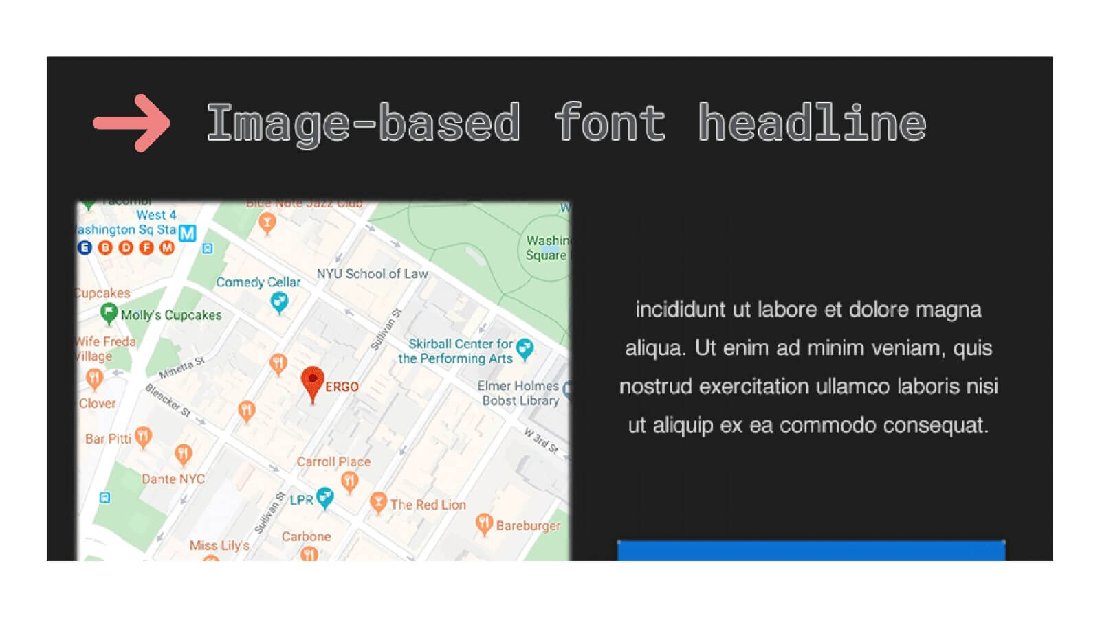 White stroke around dark headline image