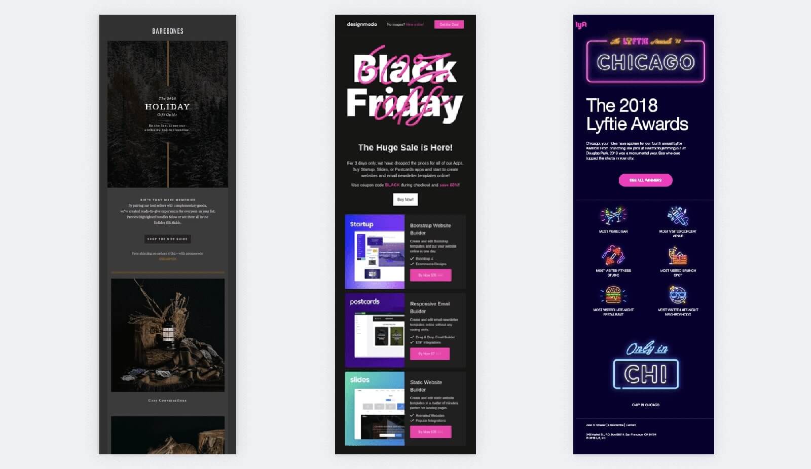 Dark email design examples