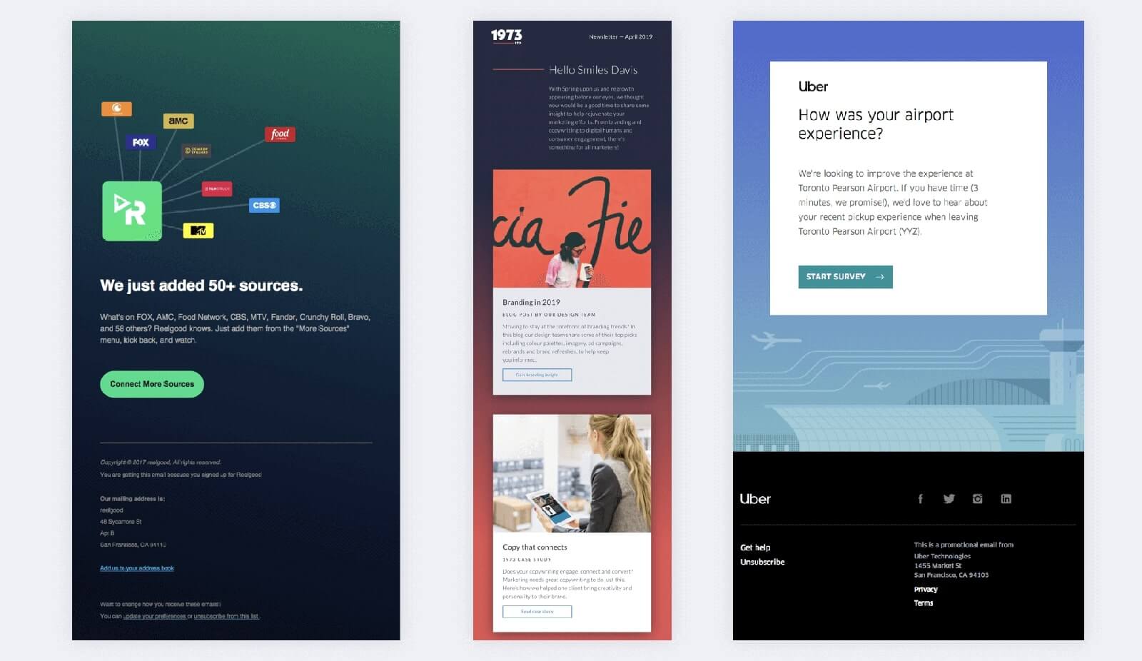 Subtle gradient in emails design examples