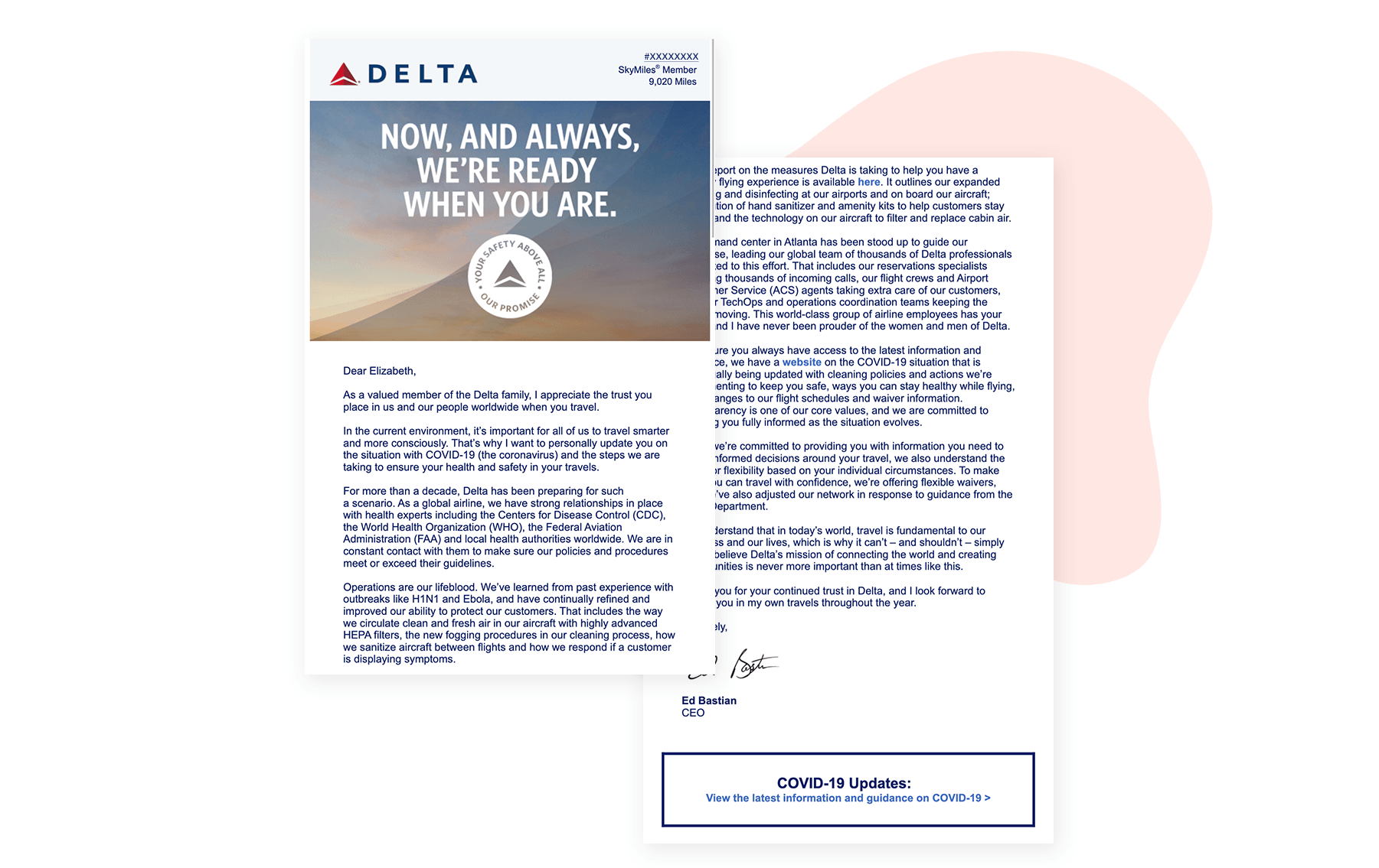 Delta plain text email example