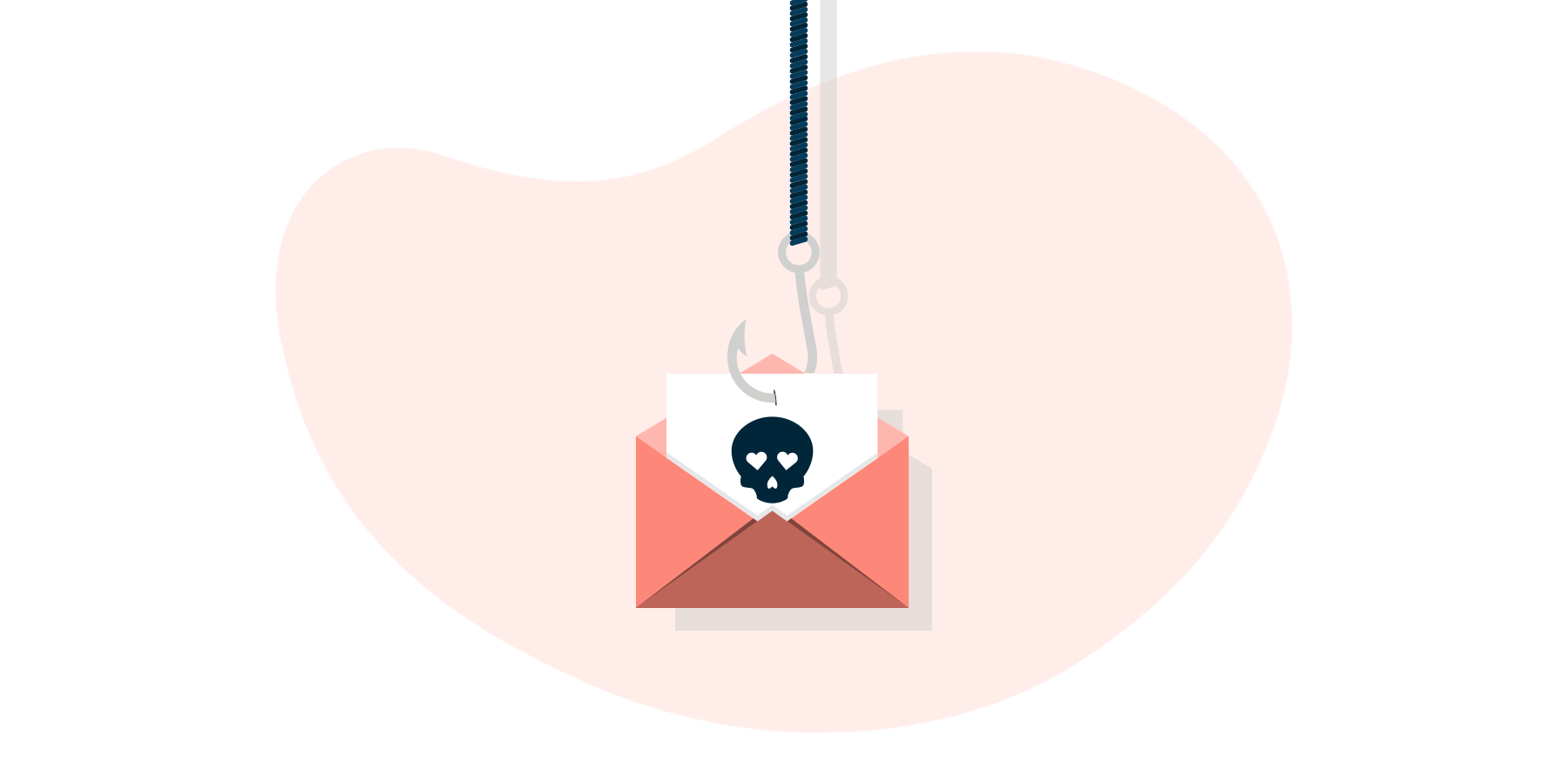 envelope with skull on fishing hook